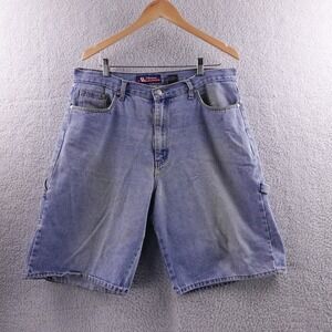 Platoon Jeans Mens Size 38 Relaxed Fit Denim Carpenter Shorts Blue Y2K Baggy